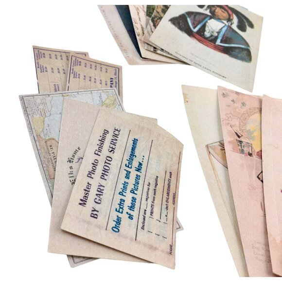 Lot 25 Piece Vintage Postcard Reproduction Junk Journal Ephemera Craft Supply mq - Picture 6 of 11